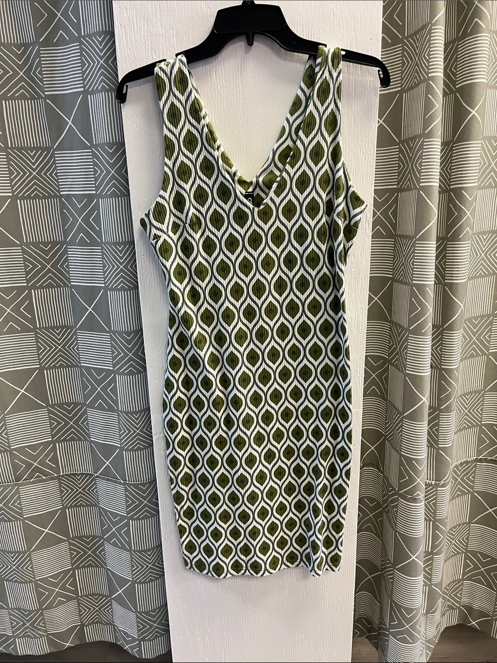 Green Geometric Tank Dress - Sleeveless Women's Dress